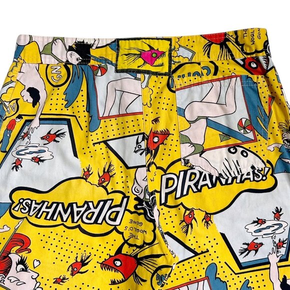90s Vintage Hot Tuna Shorts Australia Piranha Cartoon Comic Surf Board Pop Art. - Picture 4 of 7
